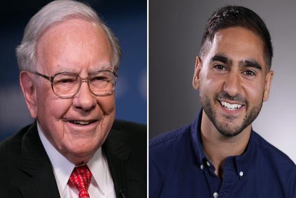 Warren Buffet (trái) và Alex Banayan.Warren Buffet (trái) và Alex Banayan.