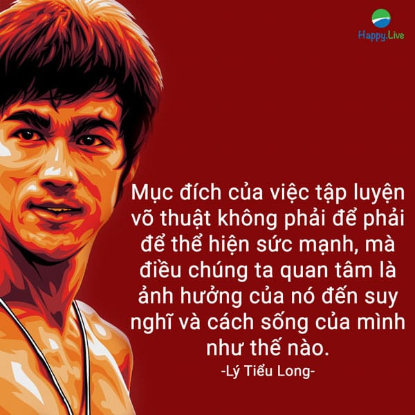 “Mục đích của việc tập luyện võ thuật không phải để phải để thể hiện sức mạnh, mà điều chúng ta quan tâm là ảnh hưởng của nó đến suy nghĩ và cách sống của mình như thế nào”.