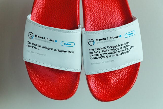 Kiếm hàng triệu USD nhờ bán dép in hình Twitter ông Trump