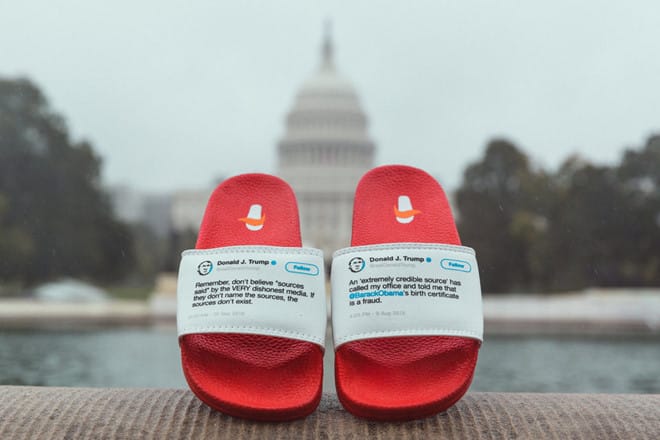 Kiếm hàng triệu USD nhờ bán dép in hình Twitter ông Trump