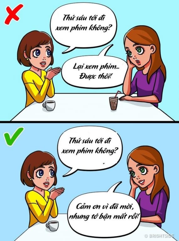 Thêm lời khen vào câu từ chối: