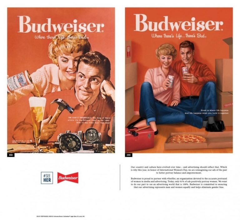 Sử dụng chính những banner quảng cáo thời xưa cũ, Budweiser thay đổi quan niệm về nữ quyền