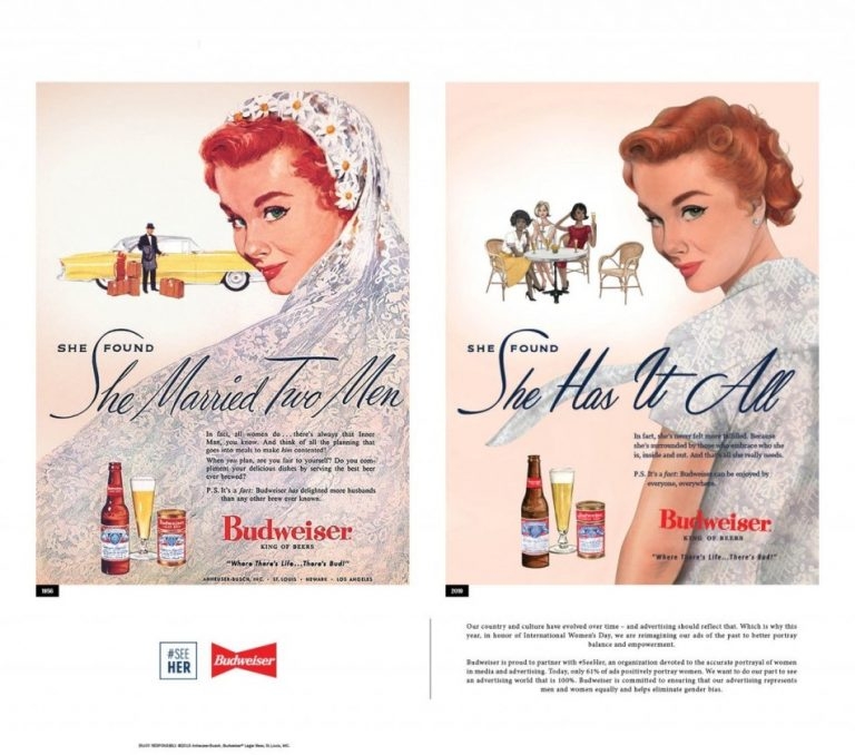Sử dụng chính những banner quảng cáo thời xưa cũ, Budweiser thay đổi quan niệm về nữ quyền