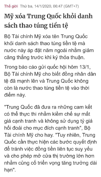 Điểm tin tài chính ngày 14/1/2020