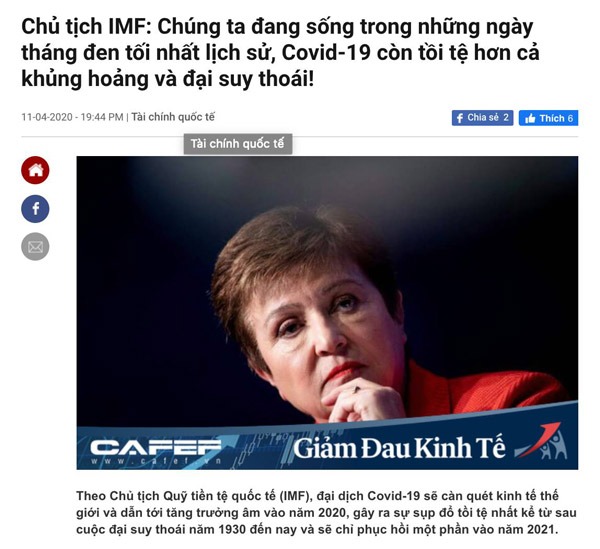Điểm tin tài chính tuần 13/4/2020