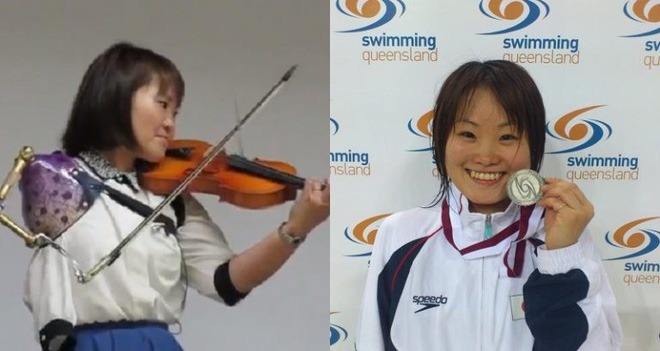Ngả mũ thán phục trước nữ VĐV khuyết tật Nhật chơi đàn violon bằng cánh tay giả