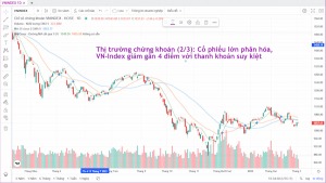 Thị trường chứng khoán (2/3): Cổ phiếu lớn phân hóa, VN-Index giảm gần 4 điểm với thanh khoản suy kiệt