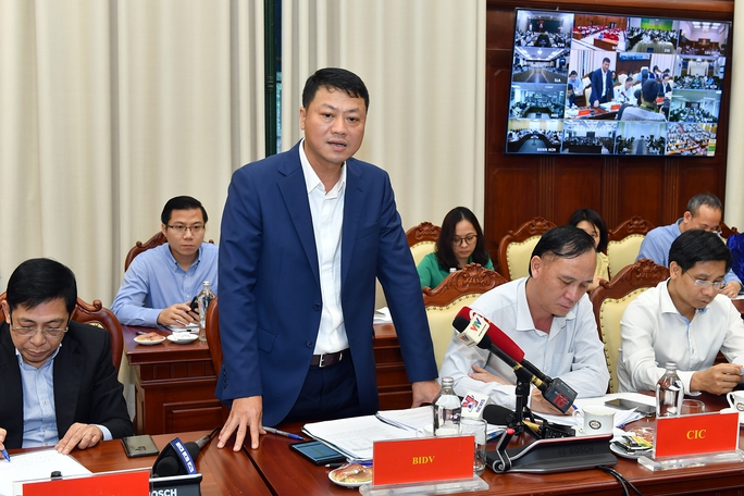 Đinh Thị Thái, Phó Tổng giám đốc Vietcombank, phát biểu.